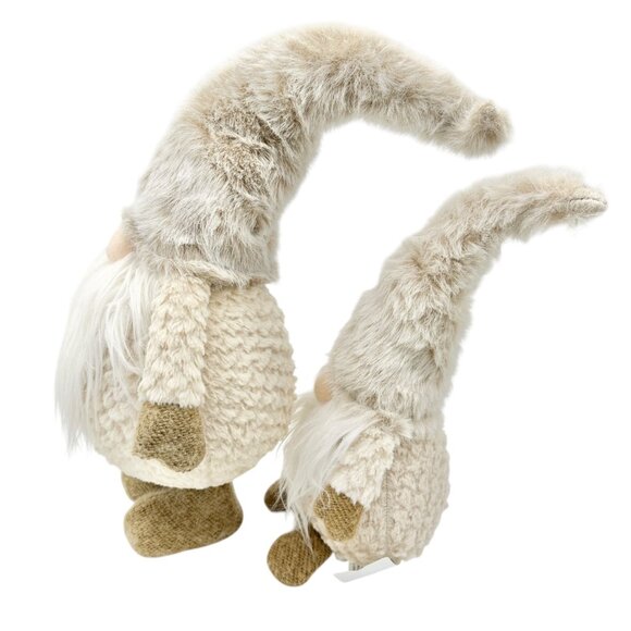 Set Of 2 Plush Nordic Gnome Decorations With Faux Fur Hats & Beards - Picture 2 of 12